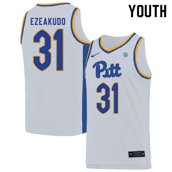 Youth #31 Onyebuchi Ezeakudo Pitt Panthers College Basketball Jerseys Sale-White